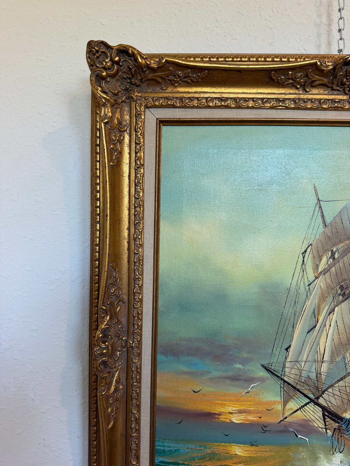 Preston Willis Signed Original Oil Painting Tall Ship Seascape Framed Maritime