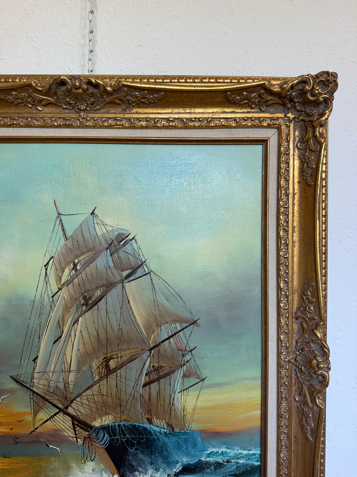 Preston Willis Signed Original Oil Painting Tall Ship Seascape Framed Maritime