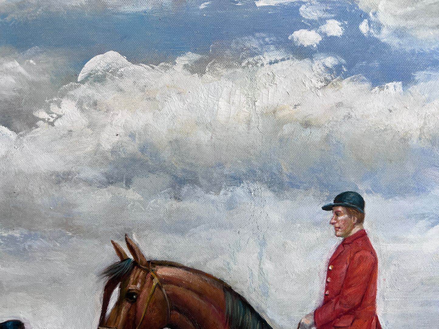 M. Aarinon Original Oil Painting, English Fox Hunt Scene, Horses & Hounds