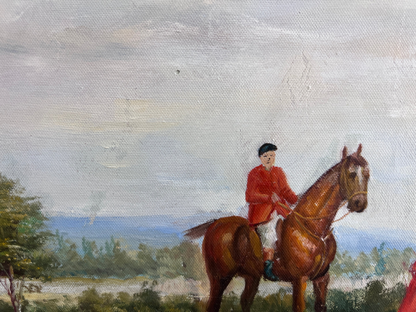 M. Aarinon Original Oil Painting, English Fox Hunt Scene, Horses & Hounds