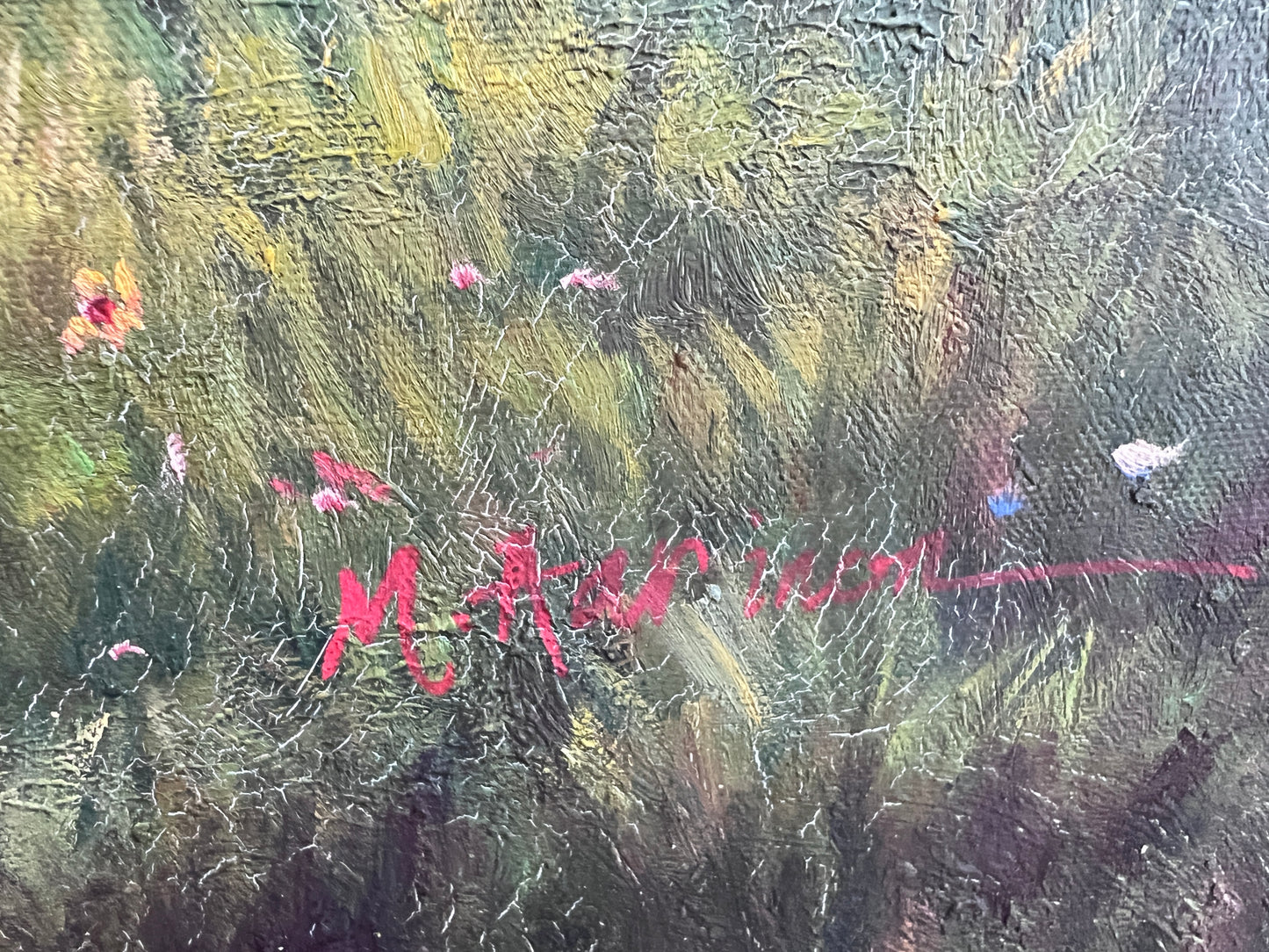 M. Aarinon Original Oil Painting, English Fox Hunt Scene, Horses & Hounds