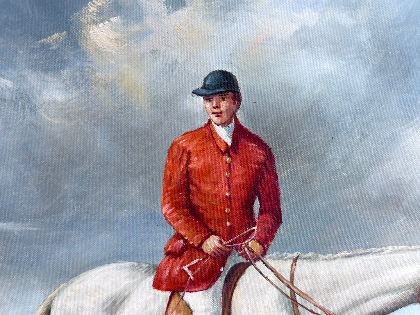 M. Aarinon Original Oil Painting, English Fox Hunt Scene, Horses & Hounds