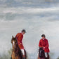 M. Aarinon Original Oil Painting, English Fox Hunt Scene, Horses & Hounds