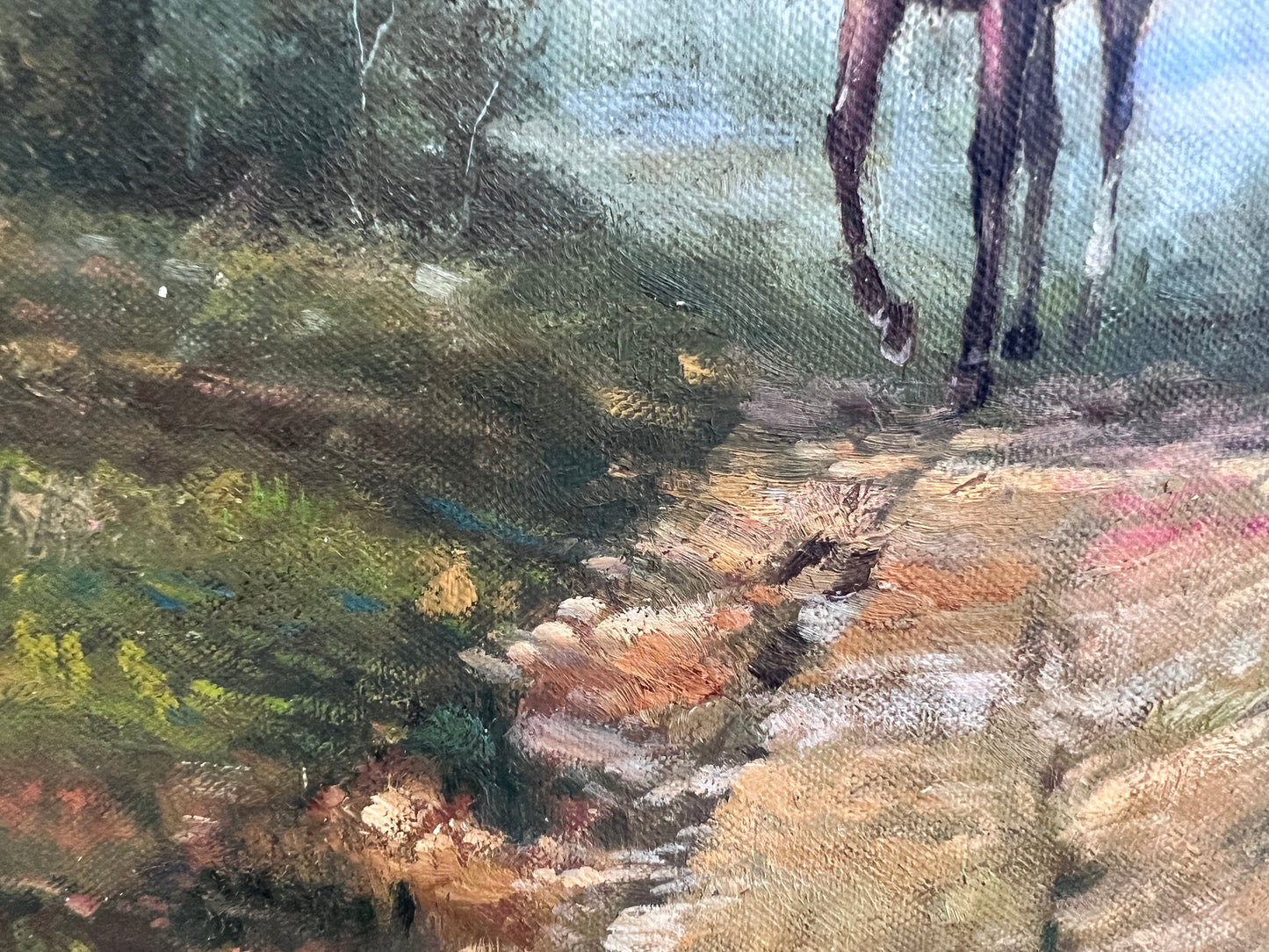 M. Aarinon Original Oil Painting, English Fox Hunt Scene, Horses & Hounds