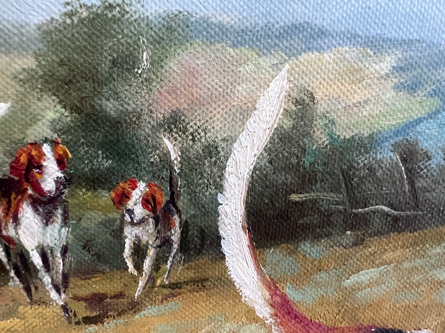 M. Aarinon Original Oil Painting, English Fox Hunt Scene, Horses & Hounds