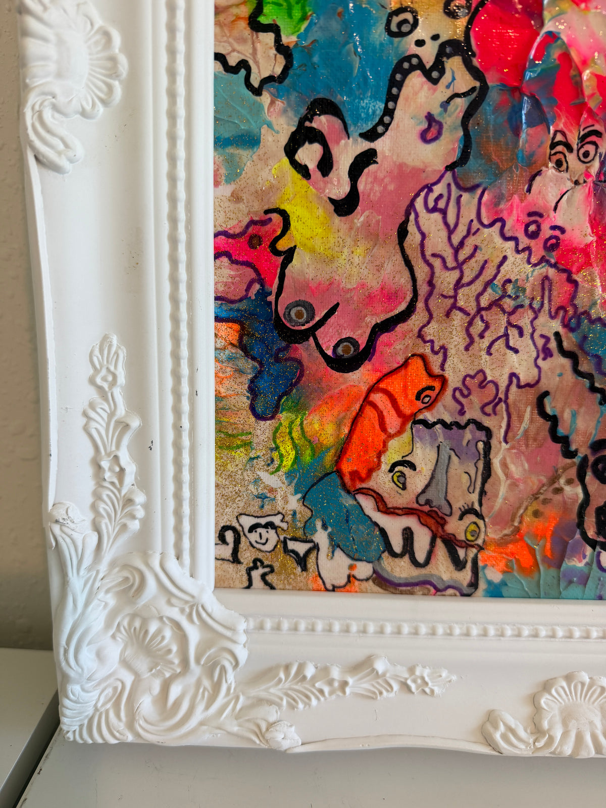 Serg Graff "Phantom Theatre" Original Acrylic Painting Whimsical Abstract Framed