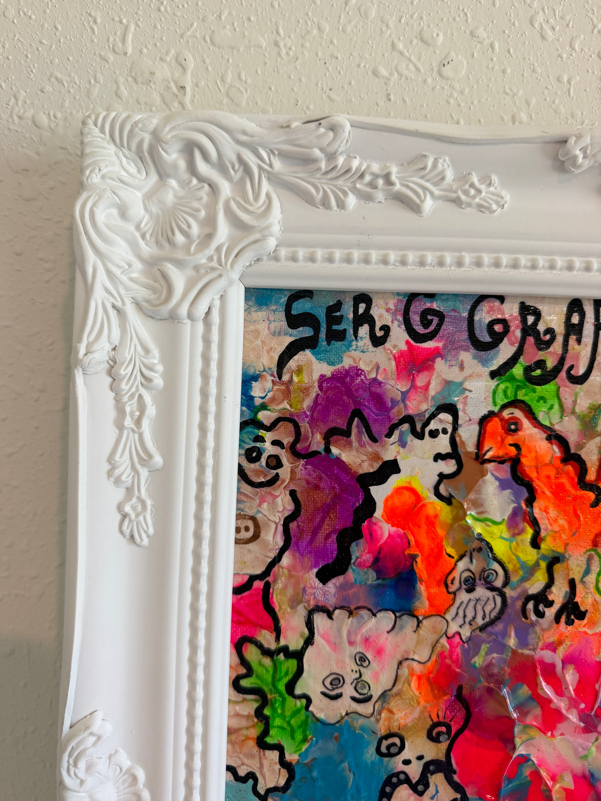 Serg Graff "Phantom Theatre" Original Acrylic Painting Whimsical Abstract Framed