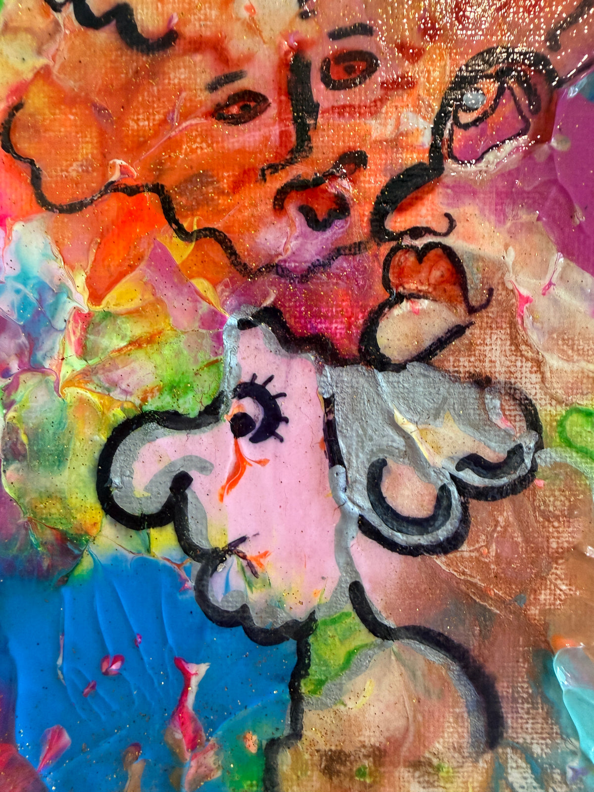 Serg Graff "Phantom Theatre" Original Acrylic Painting Whimsical Abstract Framed