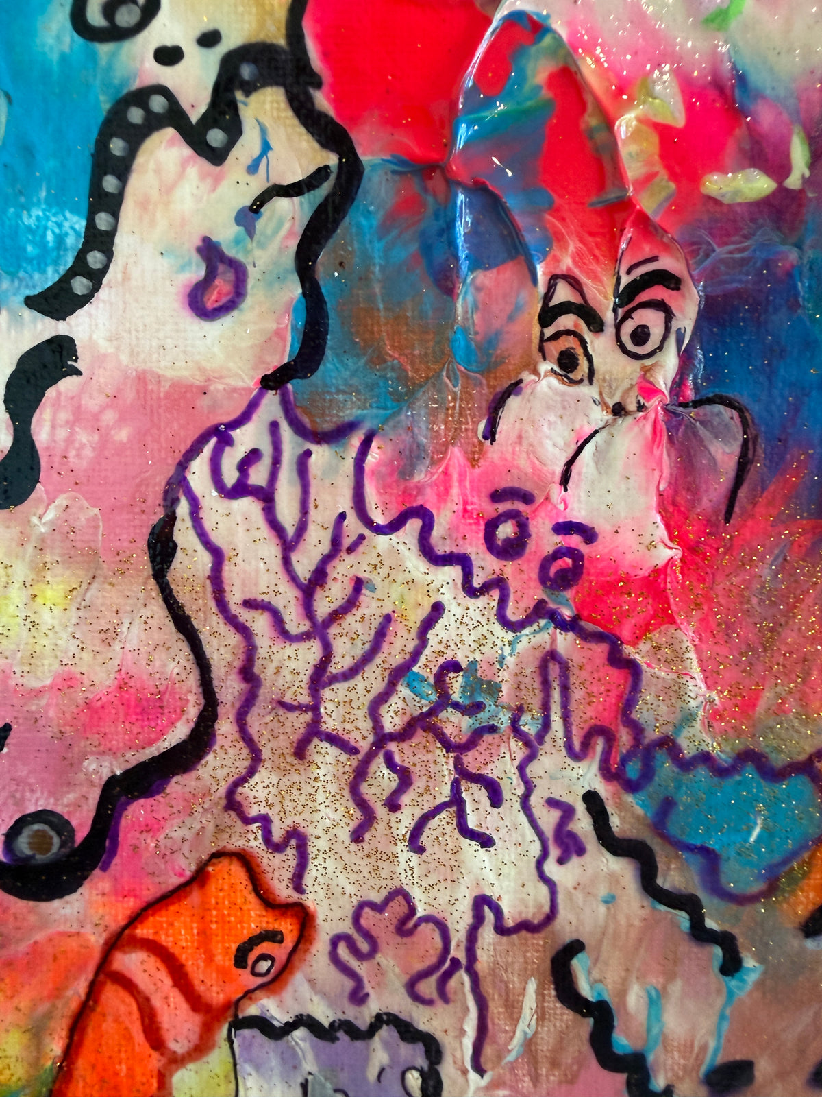 Serg Graff "Phantom Theatre" Original Acrylic Painting Whimsical Abstract Framed