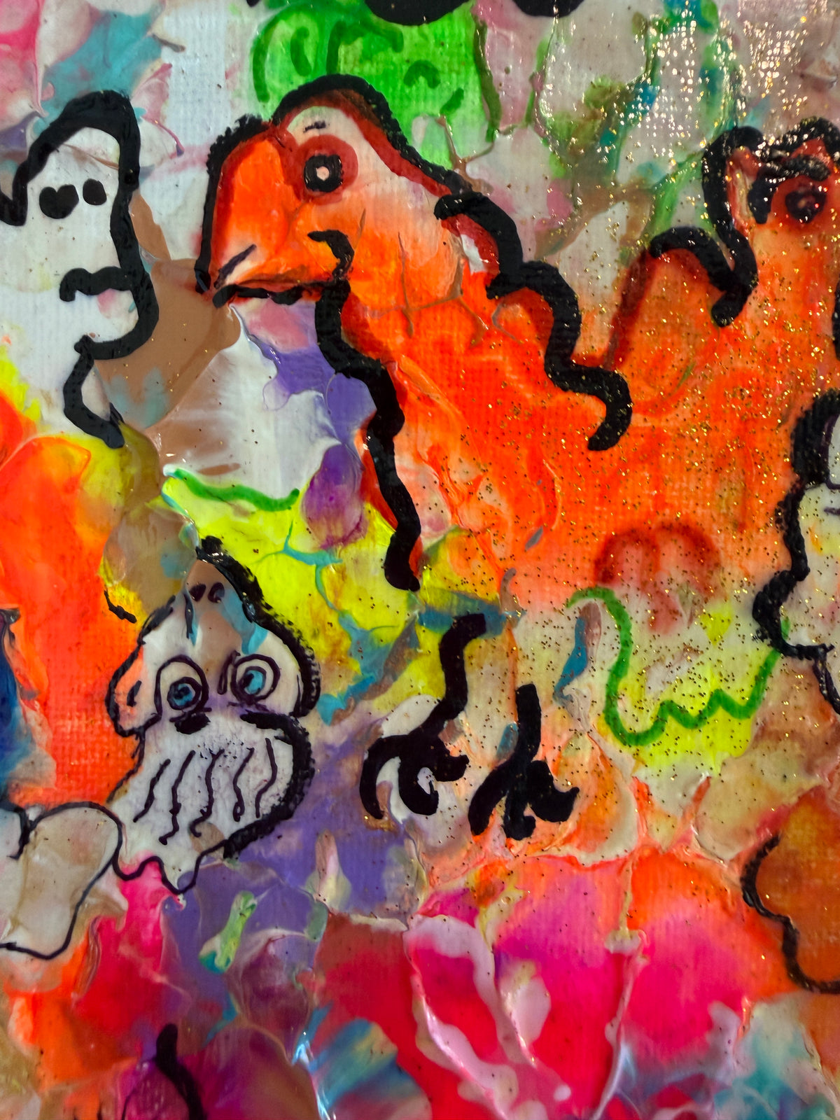Serg Graff "Phantom Theatre" Original Acrylic Painting Whimsical Abstract Framed