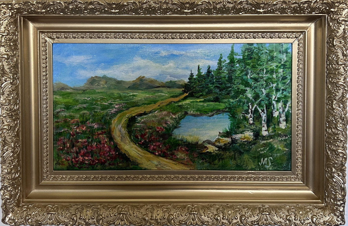 Landscape by Max Shekhter (b. 1938) – Original Oil Painting on board, Framed