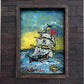 Serg Graff Original Pirate Ship Painting Black Wake Acrylic Nautical Art
