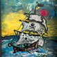 Serg Graff Original Pirate Ship Painting Black Wake Acrylic Nautical Art