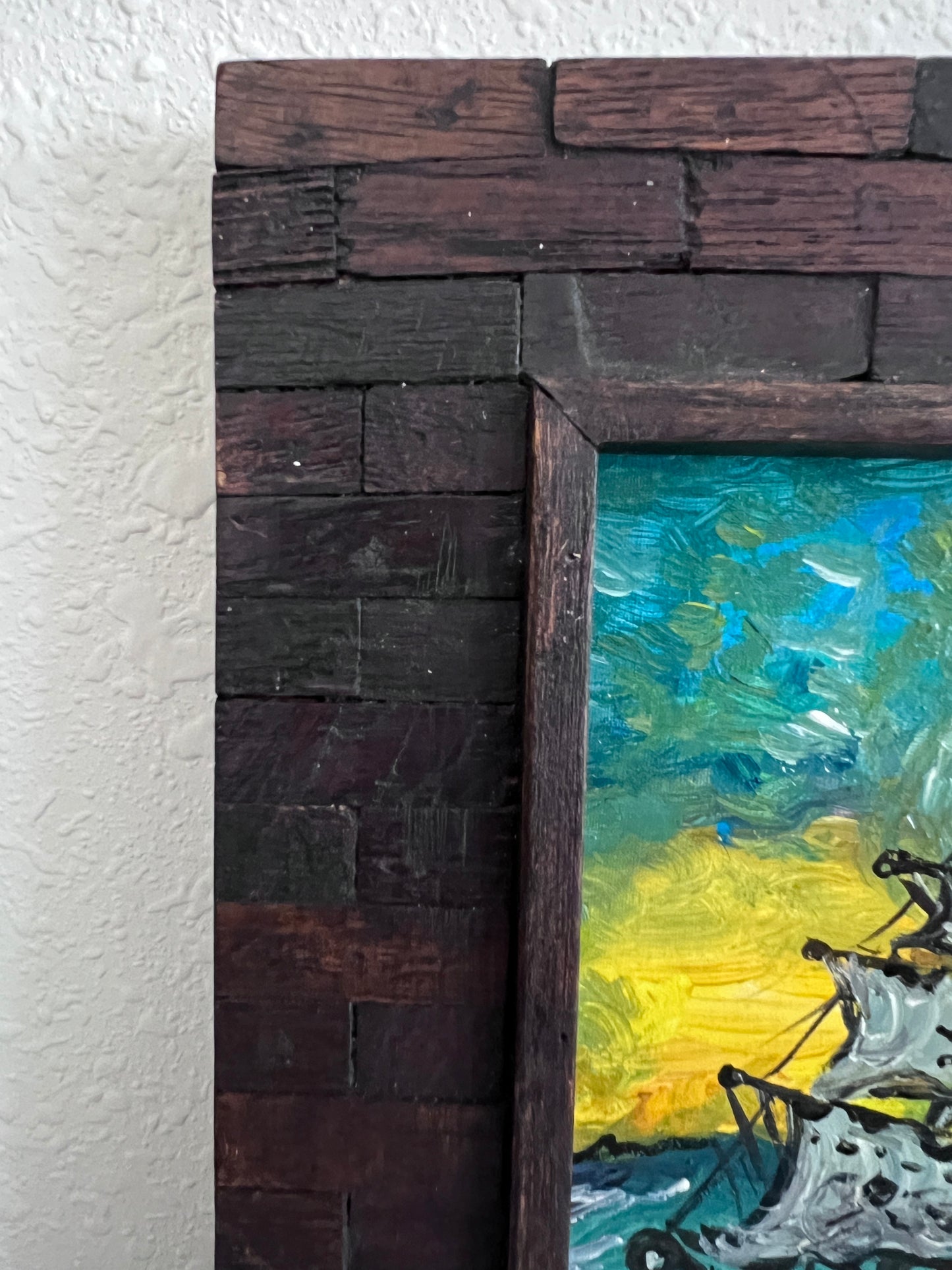 Serg Graff Original Pirate Ship Painting Black Wake Acrylic Nautical Art