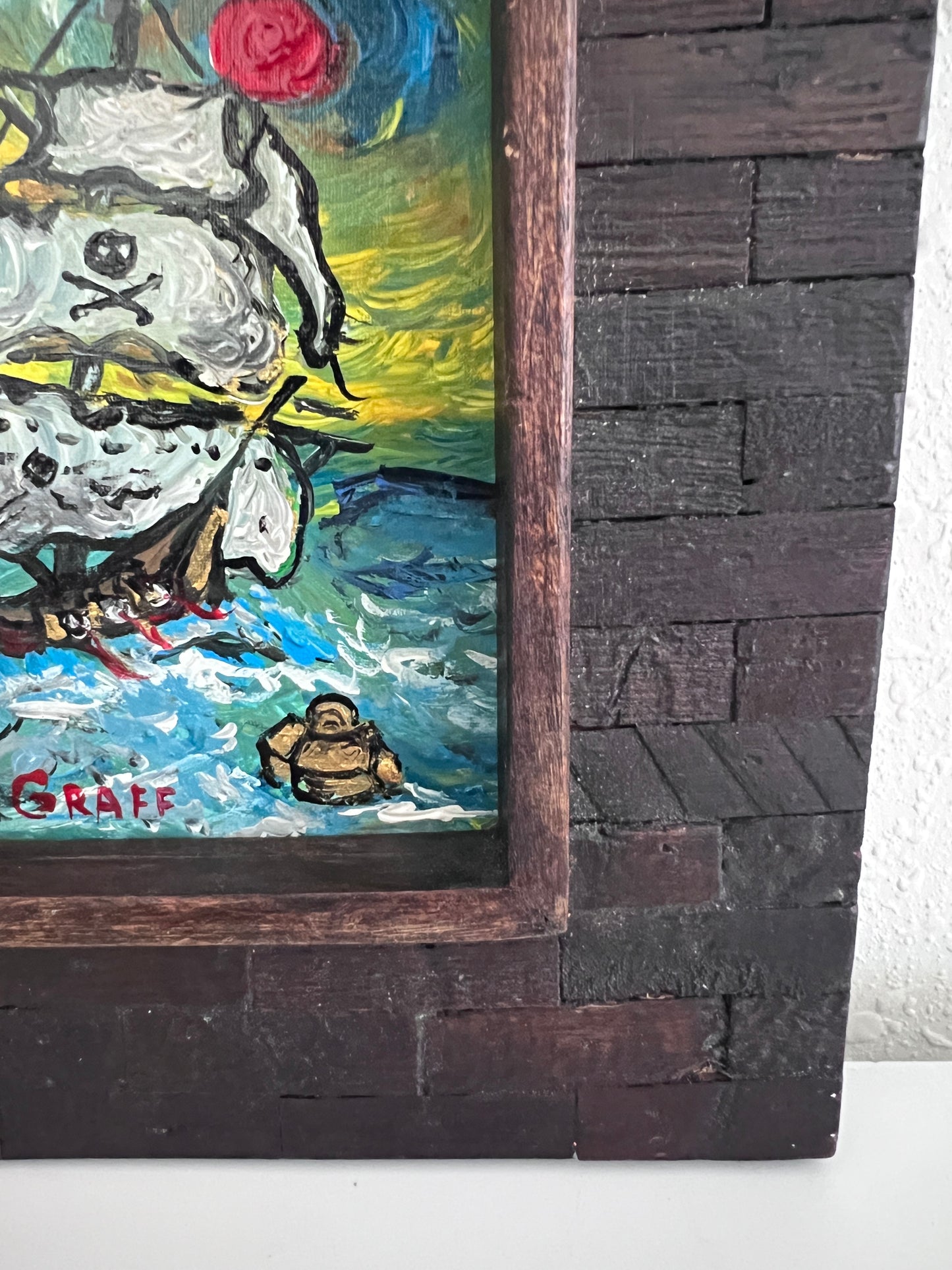 Serg Graff Original Pirate Ship Painting Black Wake Acrylic Nautical Art