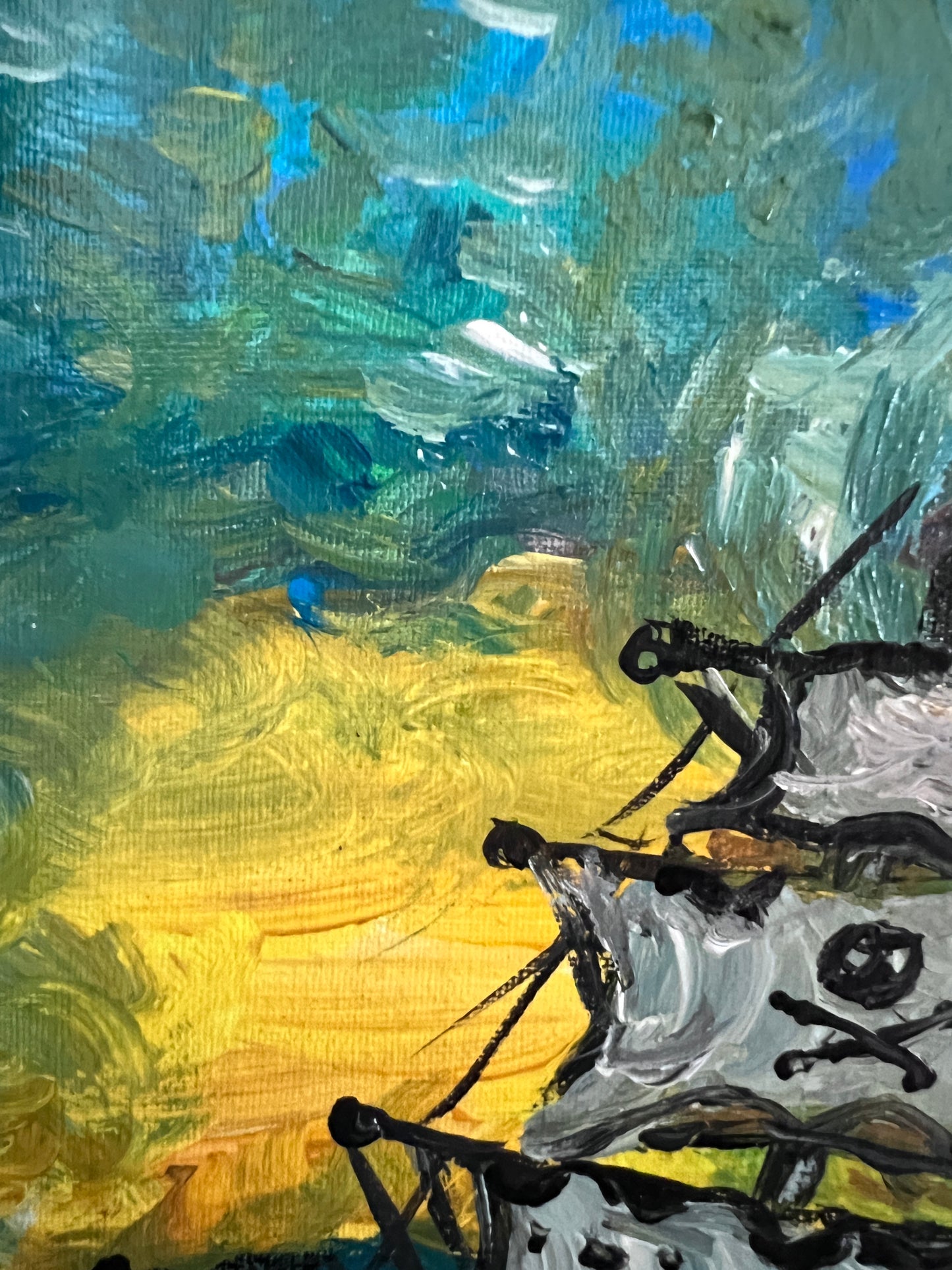 Serg Graff Original Pirate Ship Painting Black Wake Acrylic Nautical Art