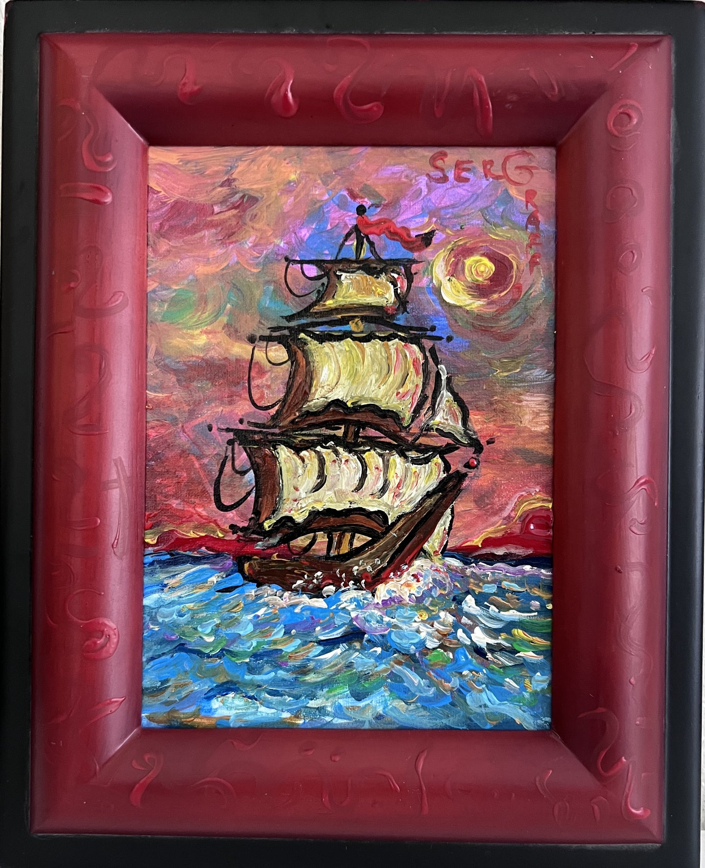Serg Graff Original Pirate Ship Painting "Brimkeil" Acrylic Nautical Art