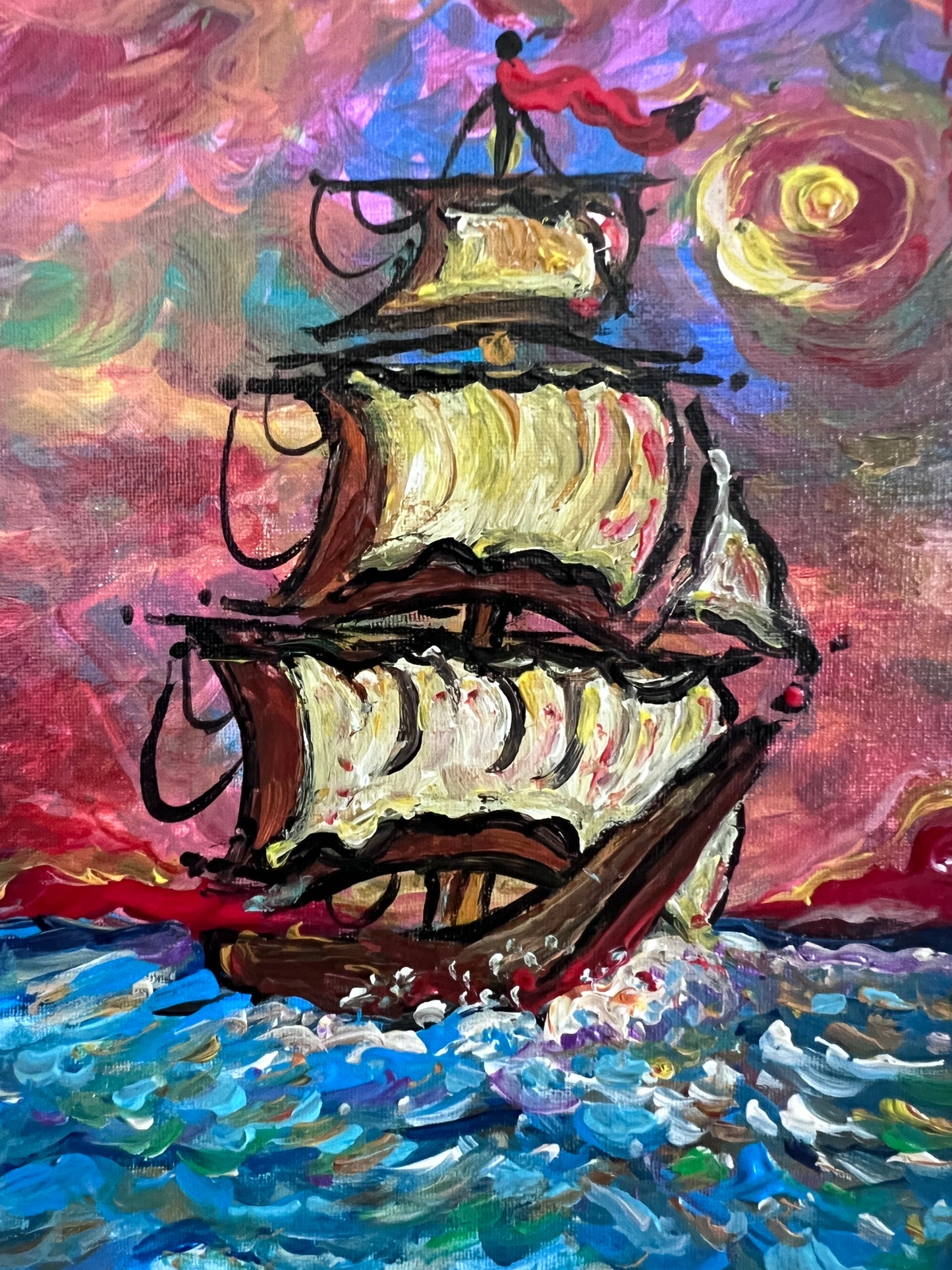 Serg Graff Original Pirate Ship Painting "Brimkeil" Acrylic Nautical Art