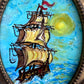 Serg Graff Original “Mirage” Ship Painting | Gold Ornate Frame | Nautical