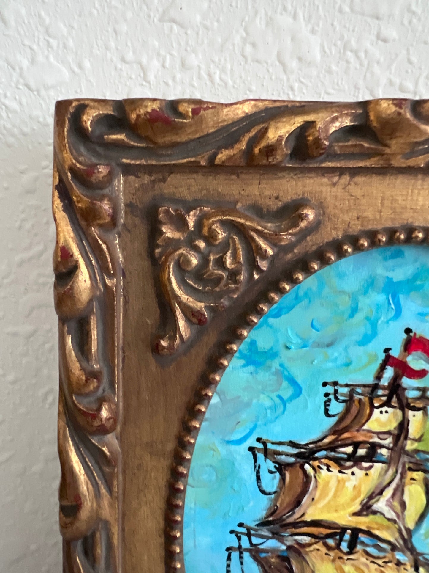 Serg Graff Original “Mirage” Ship Painting | Gold Ornate Frame | Nautical