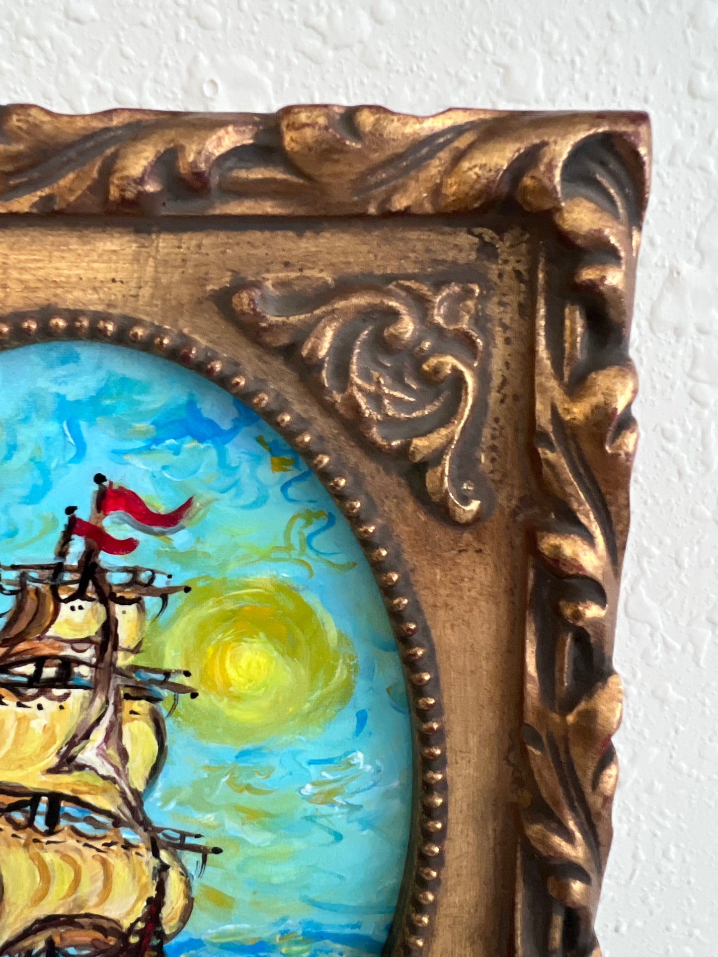 Serg Graff Original “Mirage” Ship Painting | Gold Ornate Frame | Nautical