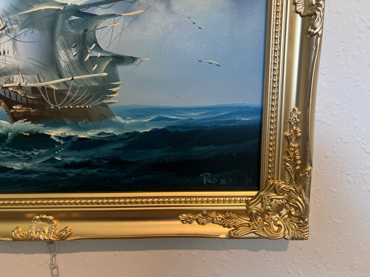 Ronald Original Oil Painting Tall Ship at Sea Maritime Nautical Ocean Seascape