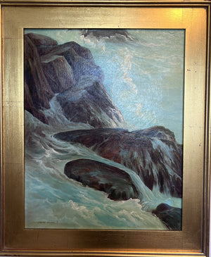 Carolyn Staves Original Oil Painting Mountain River Landscape Framed, Seascape