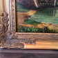 Vintage M. Jaffe English Original Oil Painting Cottage River Scene HorsesFramed