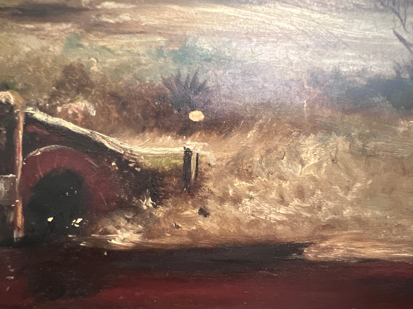 Antique 1906 Dutch Oil Painting Church Landscape Moonlit Scene Signed Framed