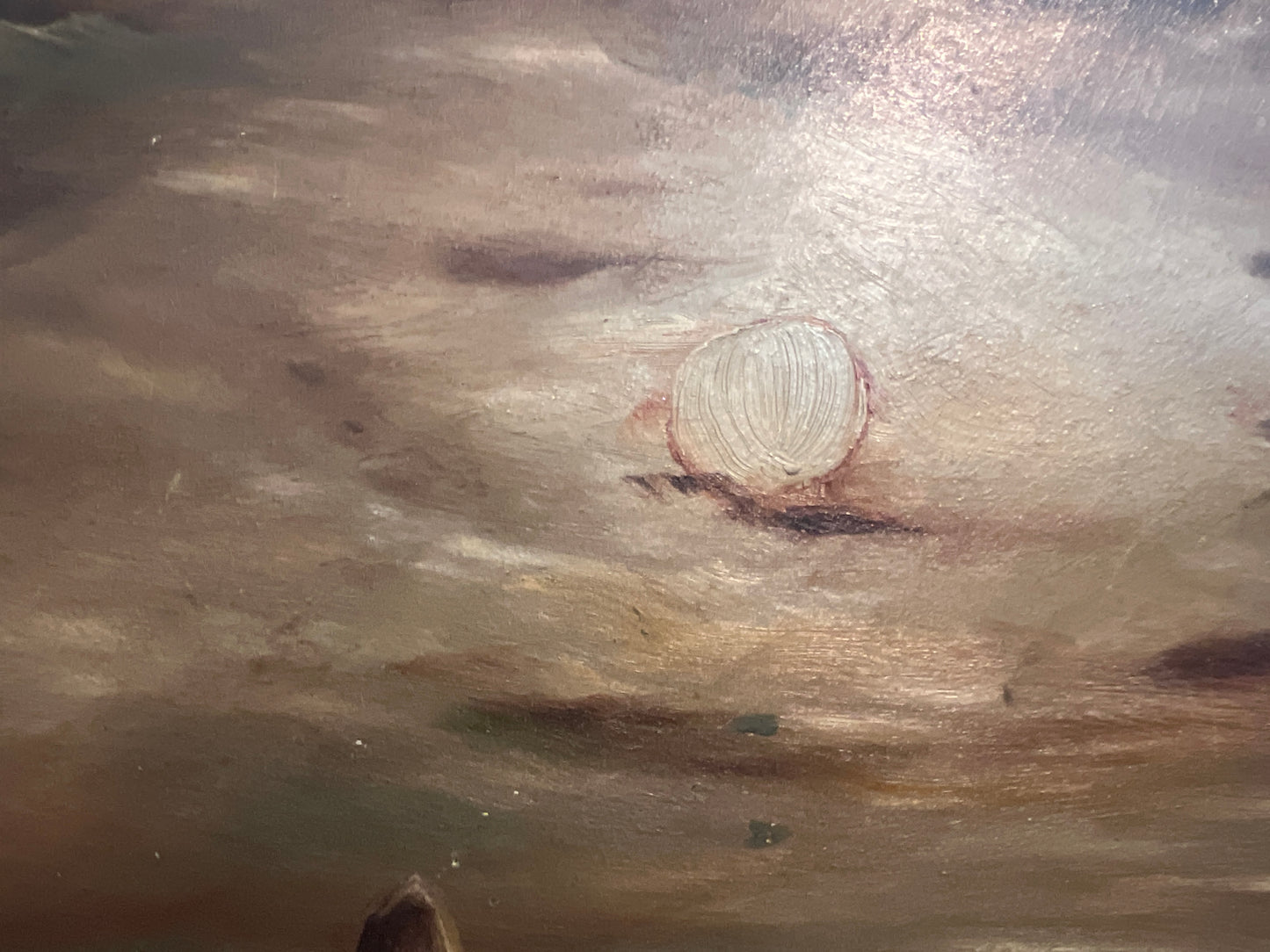 Antique 1906 Dutch Oil Painting Church Landscape Moonlit Scene Signed Framed