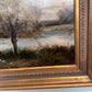 Large Vintage Oil Painting River Landscape European Countryside Scene Unsigned