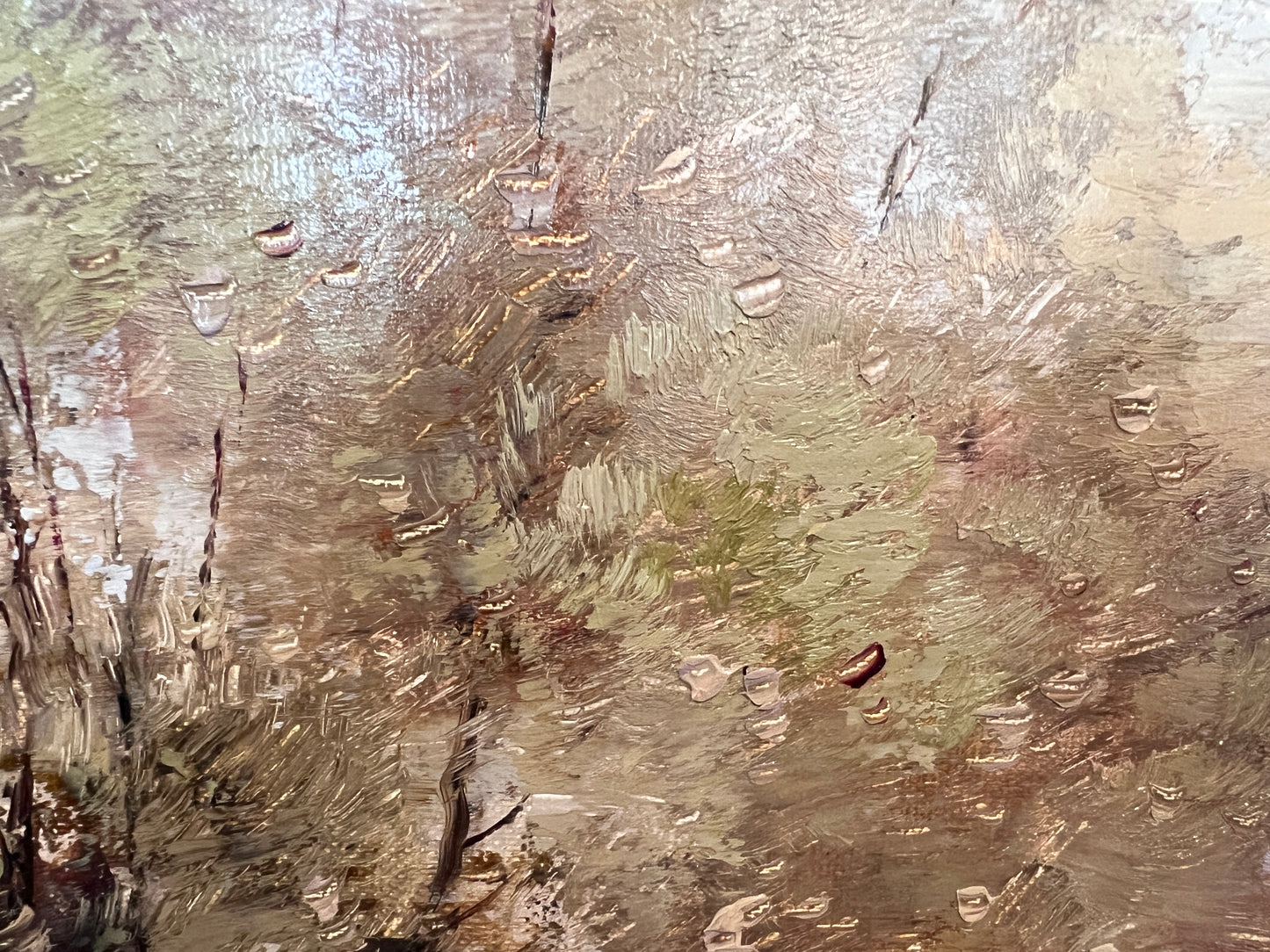 Large Vintage Oil Painting River Landscape European Countryside Scene Unsigned