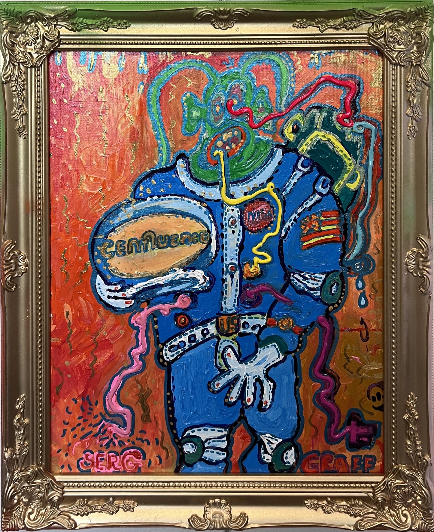 Original Painting on Canvas by Serg Graff, "Alen Inside the Suit ", Cosmic Art