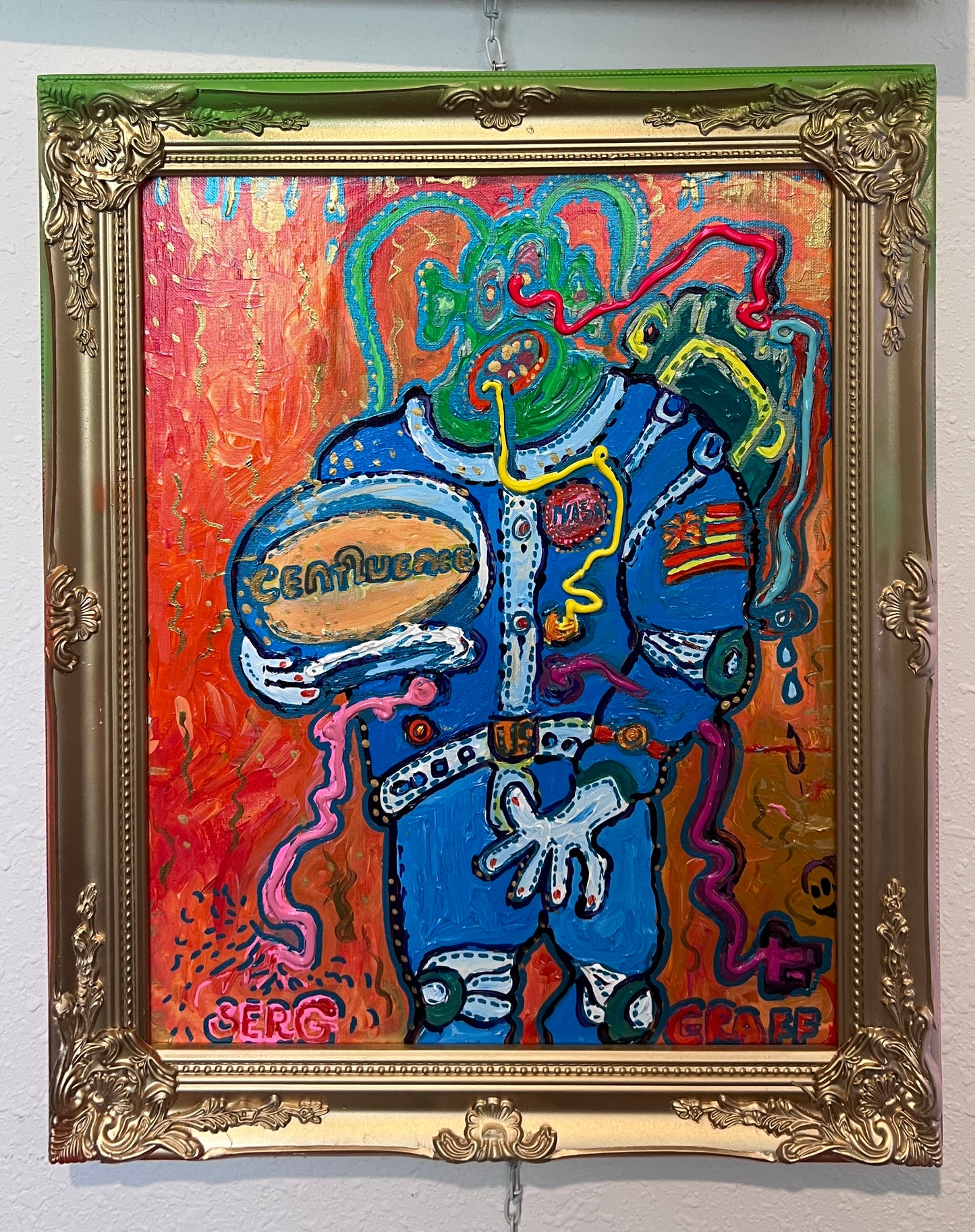 Original Painting on Canvas by Serg Graff, "Alen Inside the Suit ", Cosmic Art