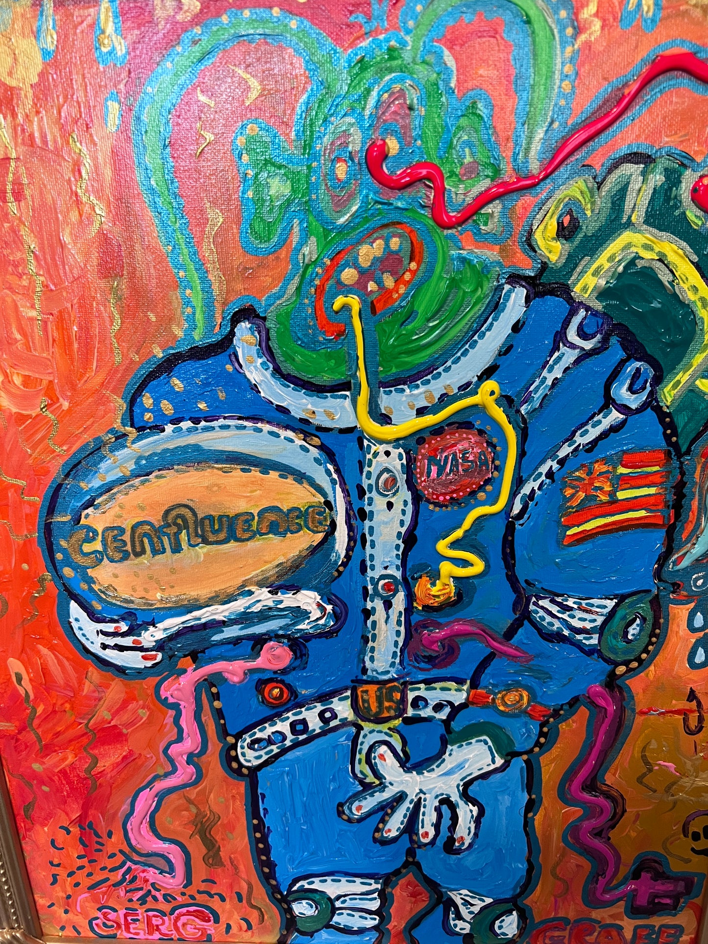 Original Painting on Canvas by Serg Graff, "Alen Inside the Suit ", Cosmic Art