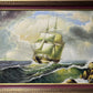 Large oil painting on canvas, seascape, Sailing Ship in the Stormy Ocean, Signed