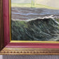 Large oil painting on canvas, seascape, Sailing Ship in the Stormy Ocean, Signed