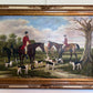 Large  Painting Horses Fox Hunting Scene with Hounds Signed Willson Framed