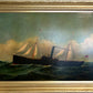 Antique Maritime Oil Painting Ship, Signed Sanders Large Framed Nautical Art