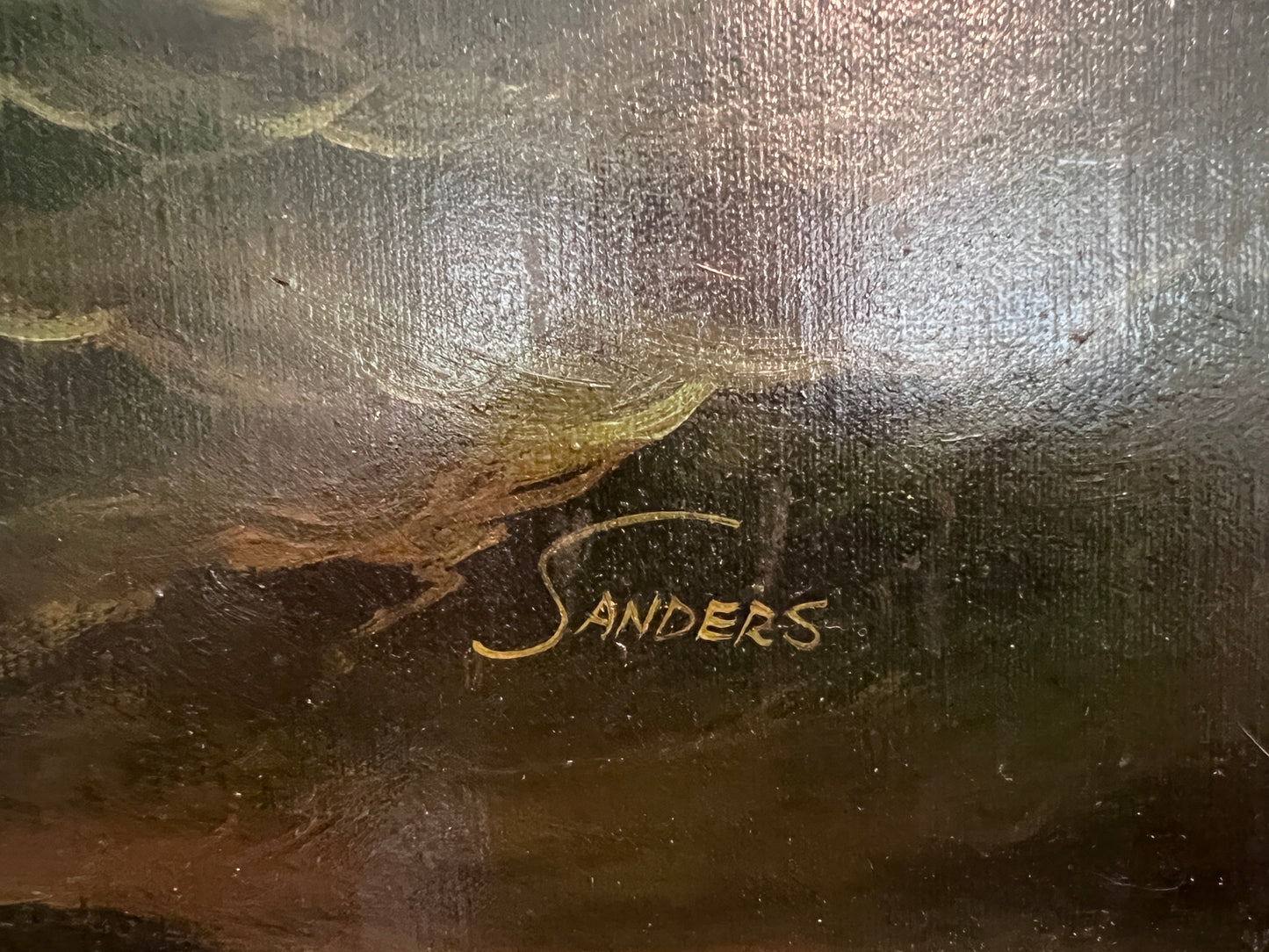 Antique Maritime Oil Painting Ship, Signed Sanders Large Framed Nautical Art