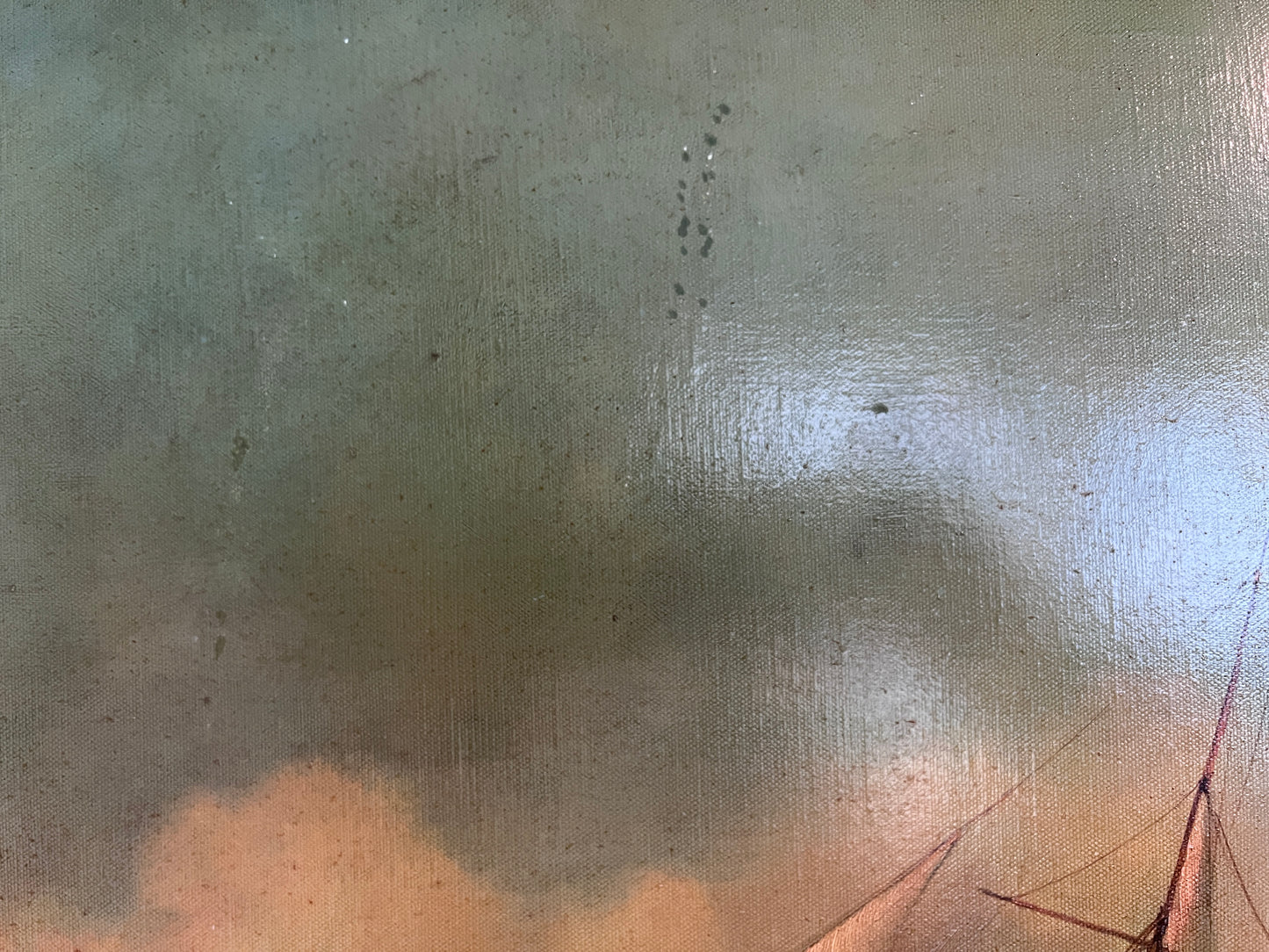 Antique Maritime Oil Painting Ship, Signed Sanders Large Framed Nautical Art