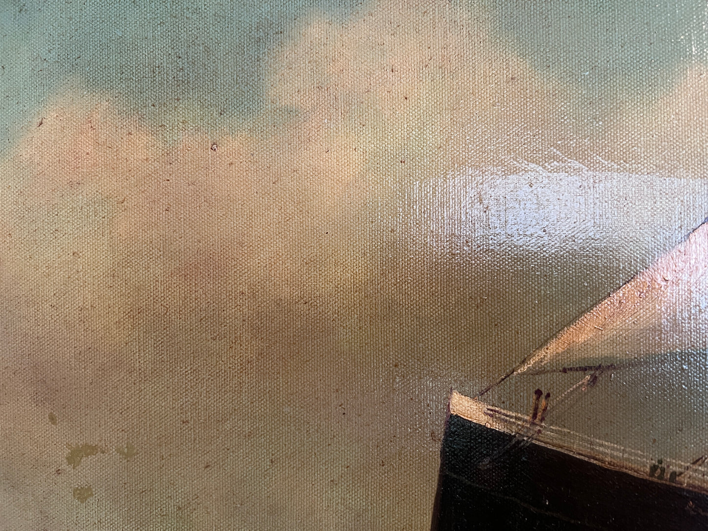 Antique Maritime Oil Painting Ship, Signed Sanders Large Framed Nautical Art