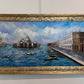 Venice Grand Canal Oil Painting L. Harland Signed Vintage Large Framed Art