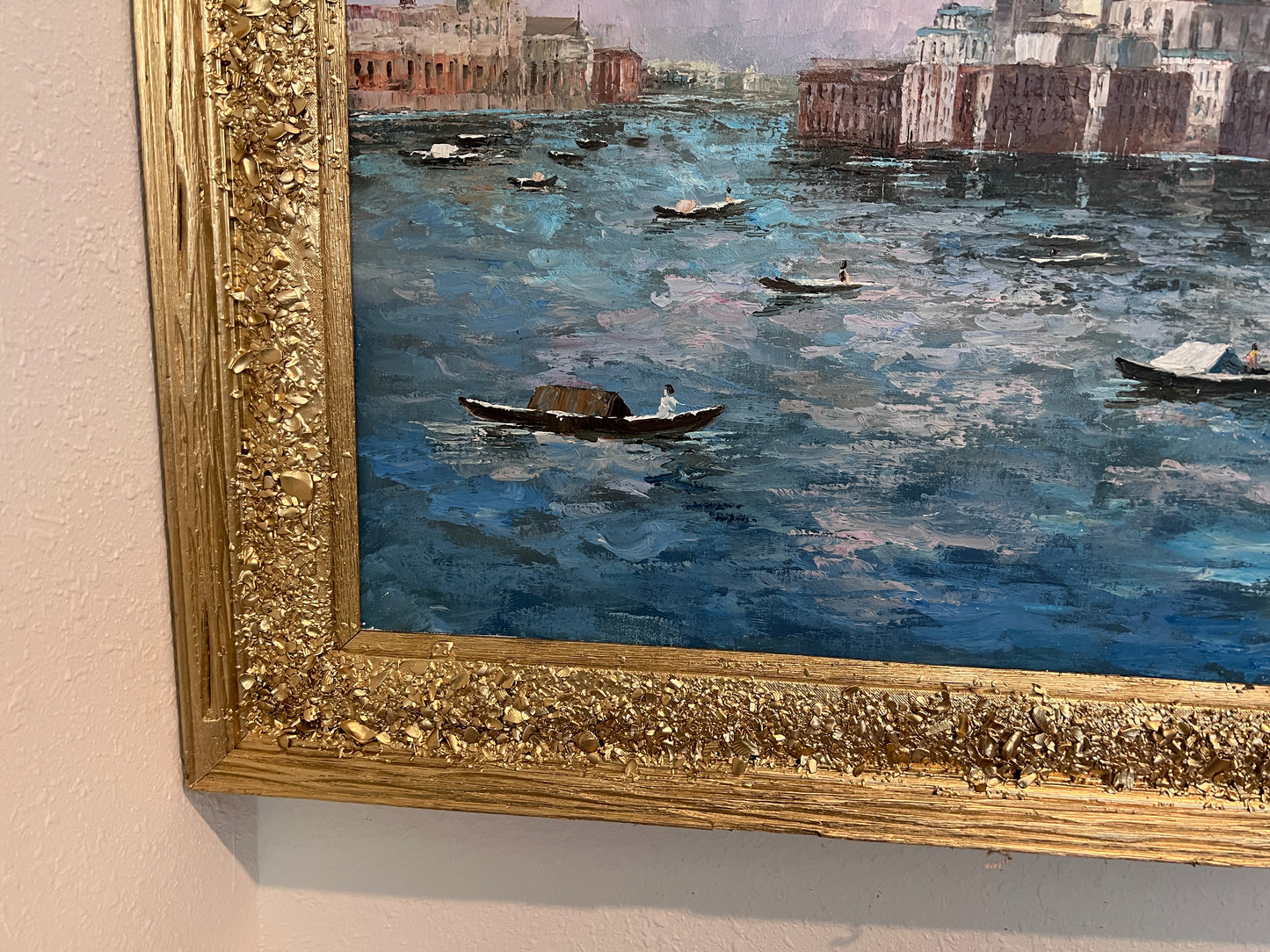 Venice Grand Canal Oil Painting L. Harland Signed Vintage Large Framed Art