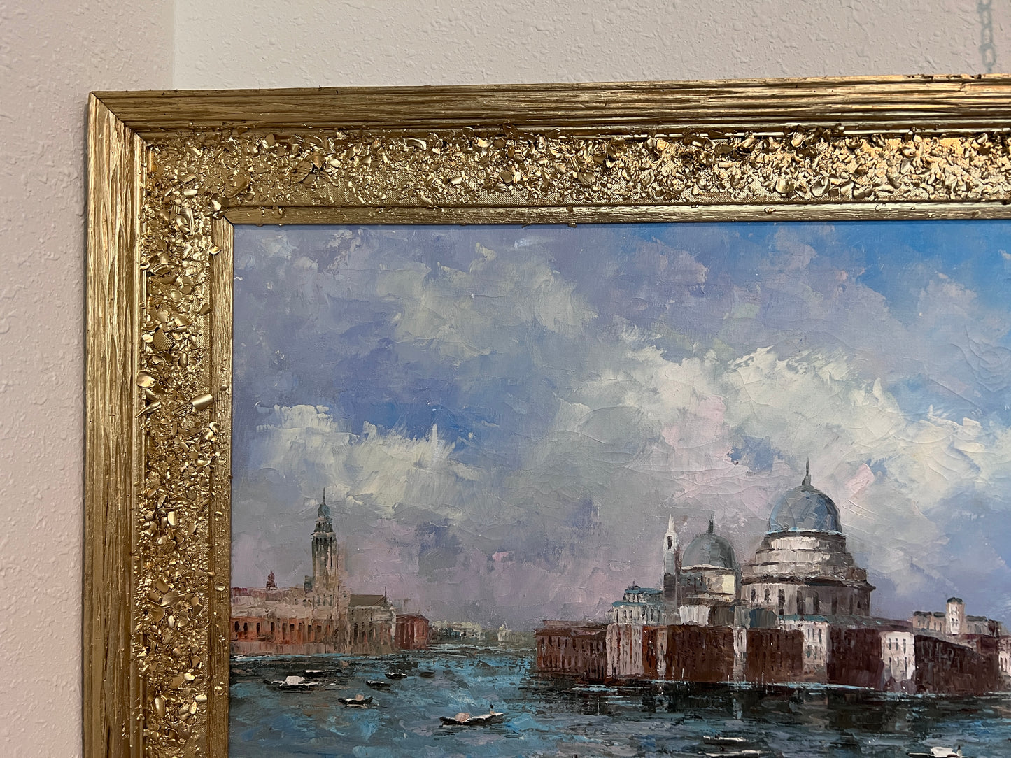 Venice Grand Canal Oil Painting L. Harland Signed Vintage Large Framed Art