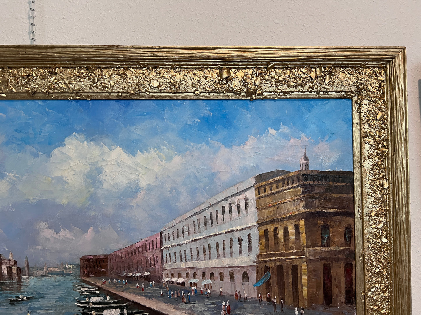 Venice Grand Canal Oil Painting L. Harland Signed Vintage Large Framed Art