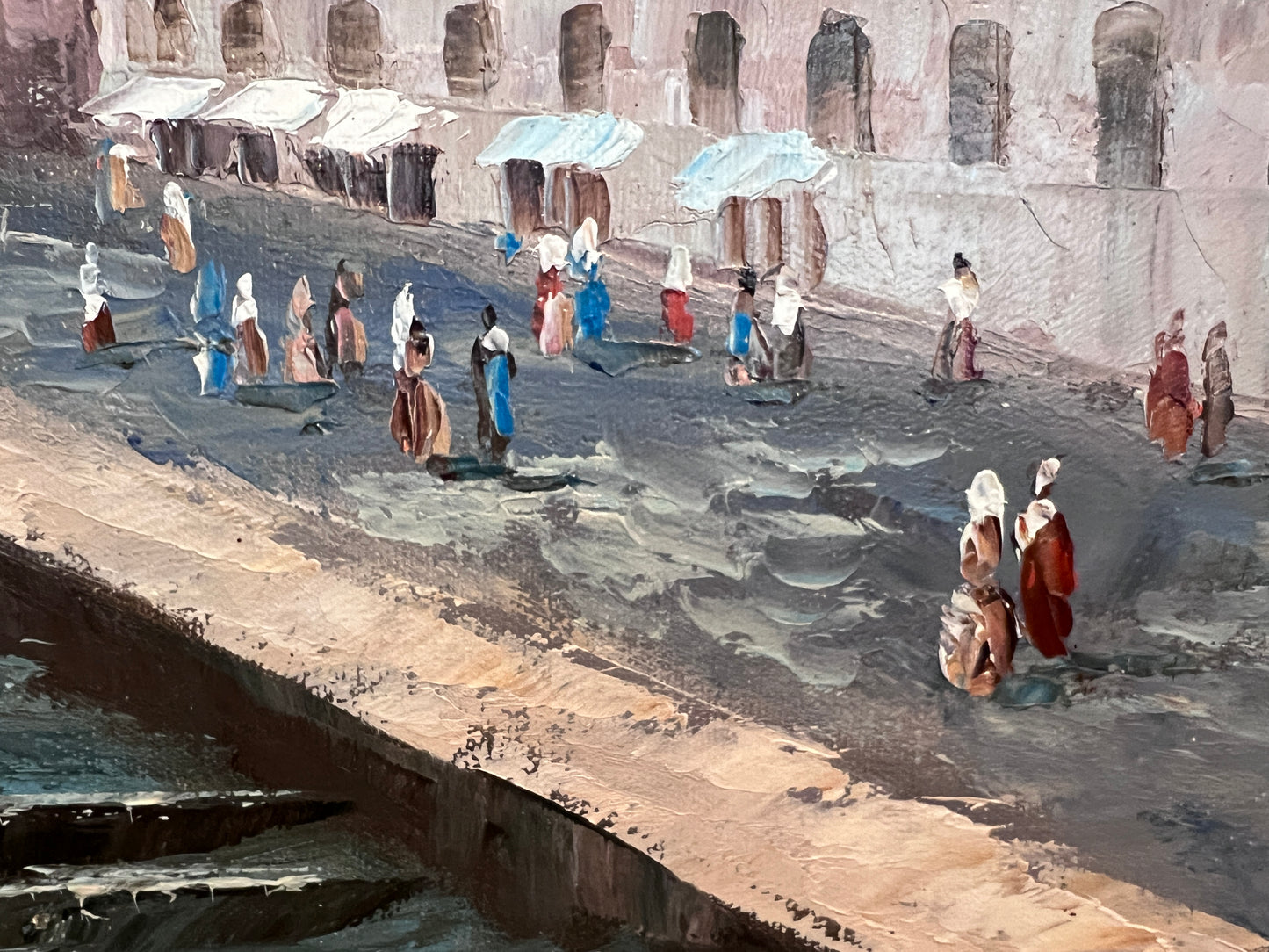 Venice Grand Canal Oil Painting L. Harland Signed Vintage Large Framed Art