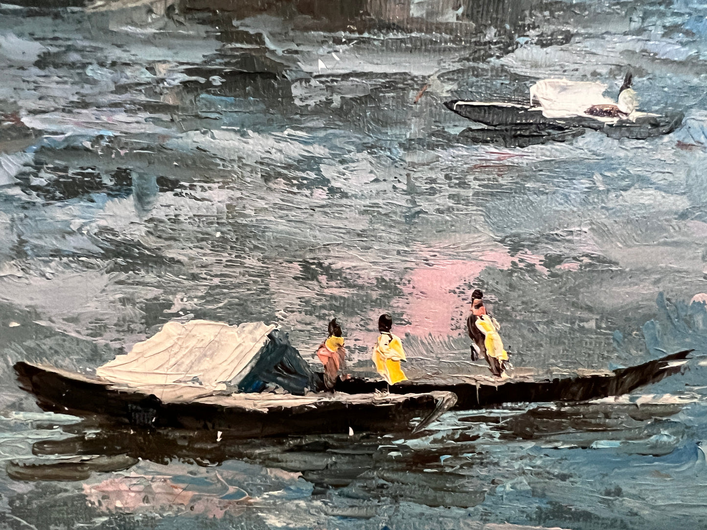 Venice Grand Canal Oil Painting L. Harland Signed Vintage Large Framed Art