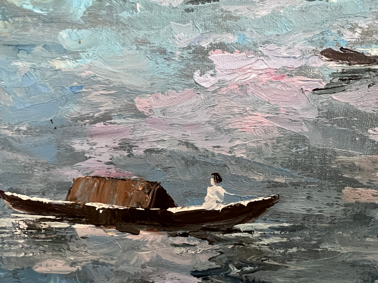 Venice Grand Canal Oil Painting L. Harland Signed Vintage Large Framed Art