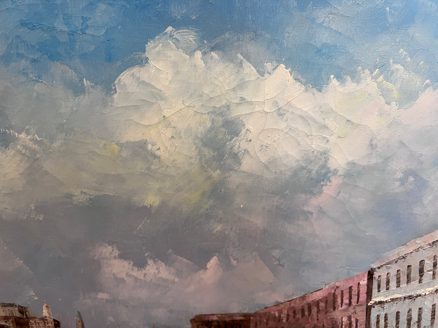 Venice Grand Canal Oil Painting L. Harland Signed Vintage Large Framed Art